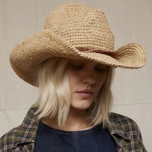 Urban Outfitters Millie Woven Raffia Cowboy Hat
